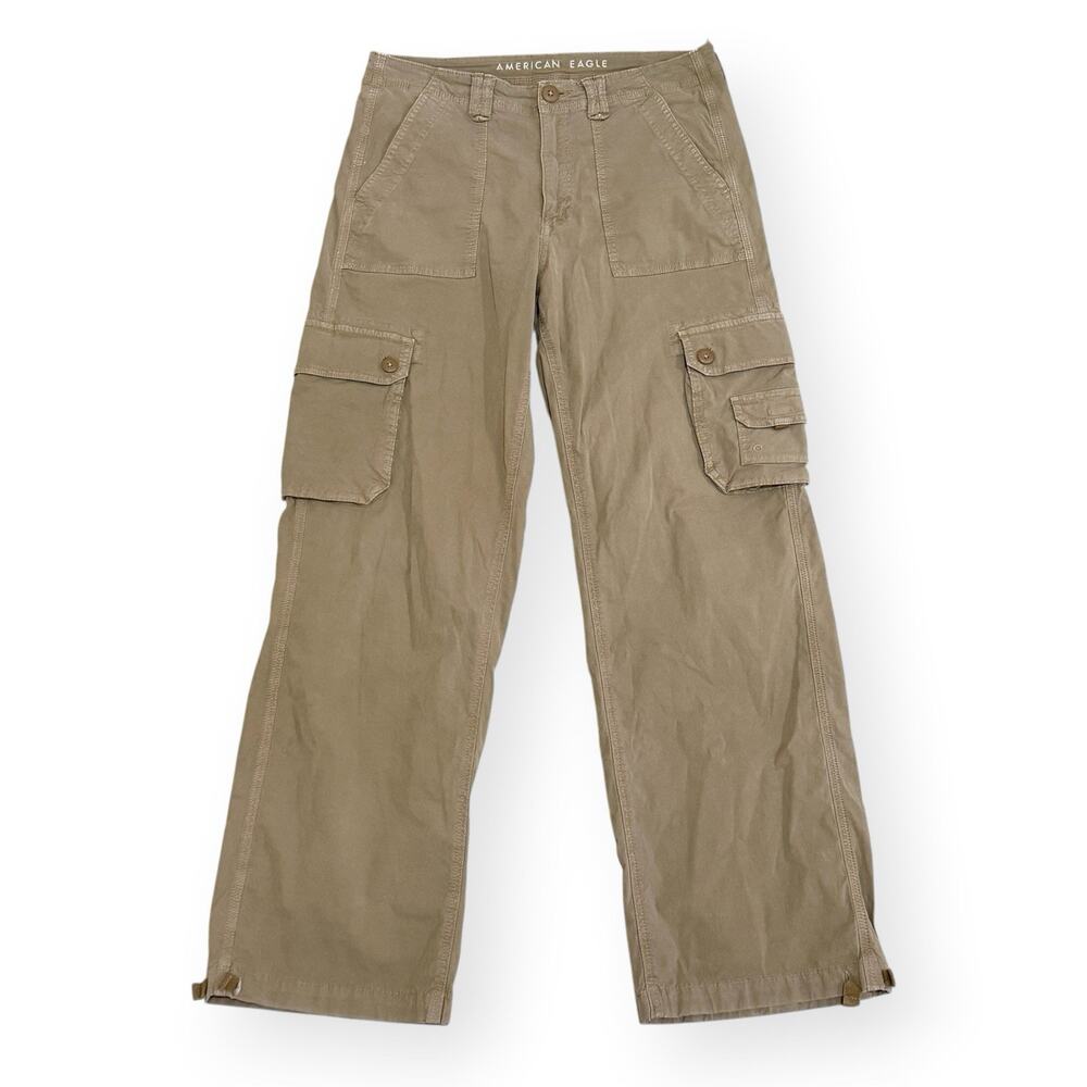 American Eagle Baggy Jogger Cargo Pants Size 8 31x29 Beige Stretch Grunge Skate